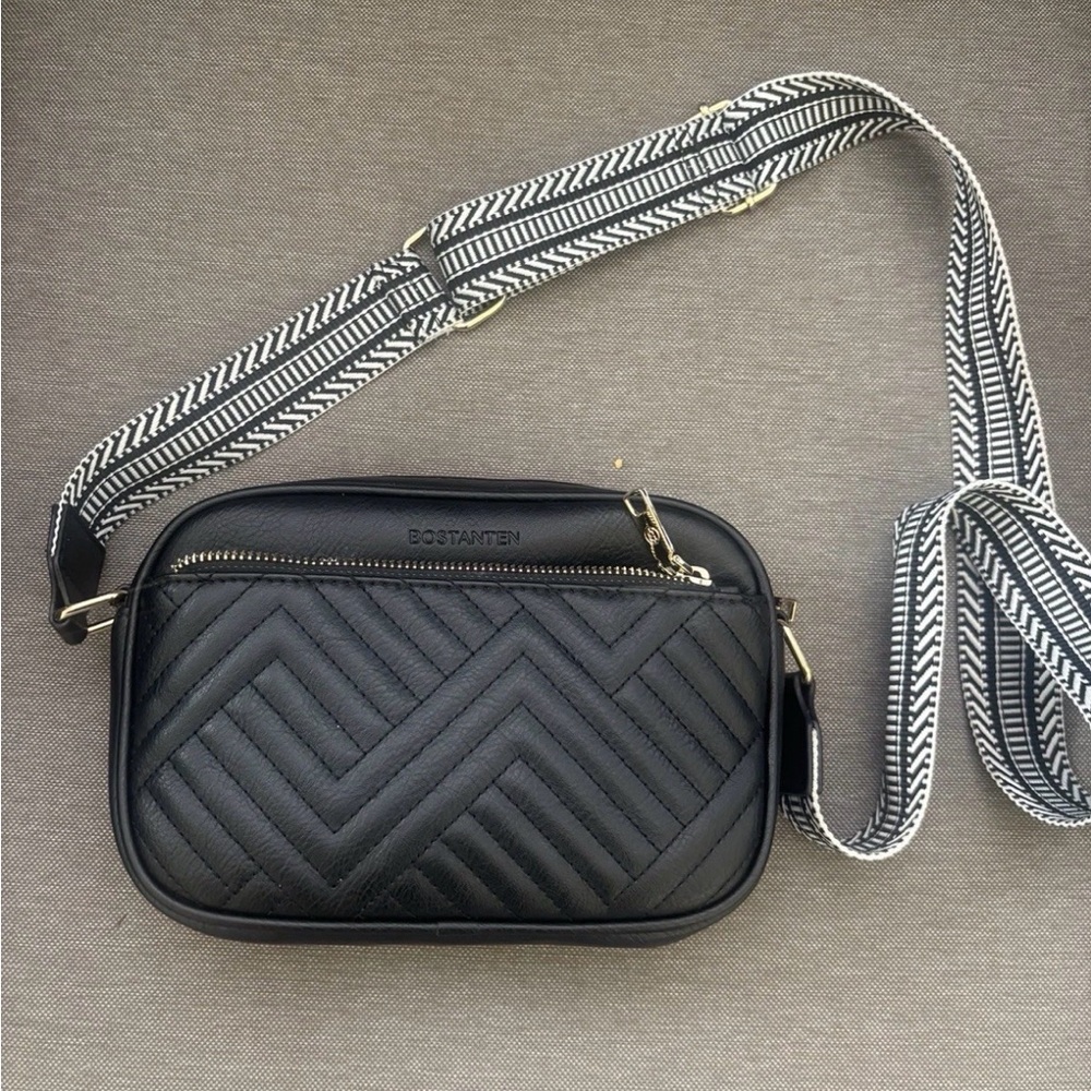 BOSTANTEN Women's Crossbody Embroidered Adjustable Strap Black Excellent
